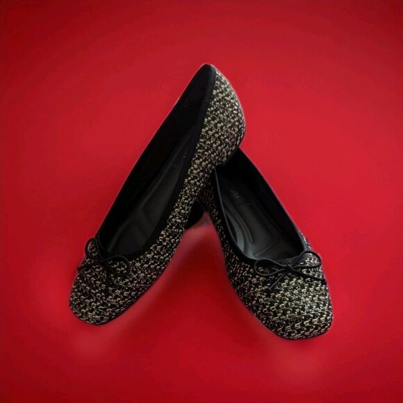 Franco Sarto Abigail Ballet Flat Tweed Black/Beige Women's Size 7.5 NEW IN BOX - Picture 3 of 7